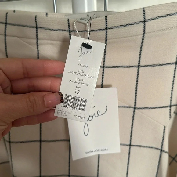 Joie "Othelia Asymmetrical Grid Print Midi Skirt (NWT) - Picture 3 of 6